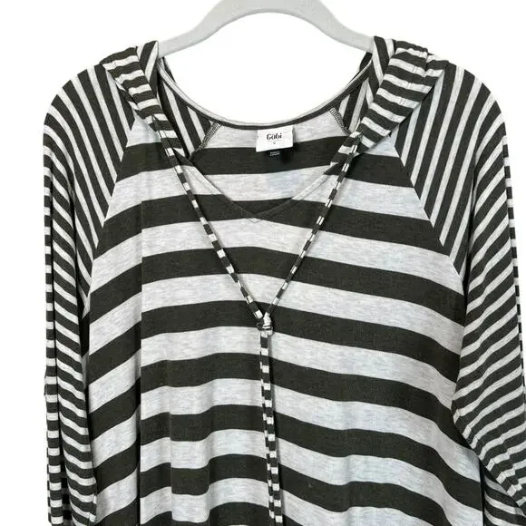 Cabi Playoff Hoodie Olive Stripe Women's S - Picture 5 of 10